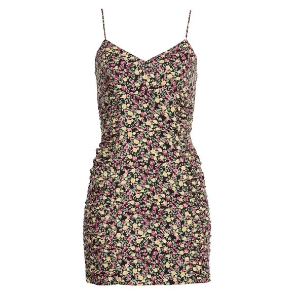NWT Row A For Nordstrom Shirred Floral Mini Dress - Picture 6 of 6